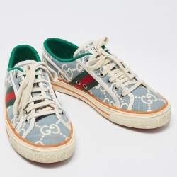 مملوكة مسبقًا Gucci Blue Denim Tennis 1977 Low Top Sneakers Size 39.5