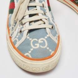 مملوكة مسبقًا Gucci Blue Denim Tennis 1977 Low Top Sneakers Size 39.5
