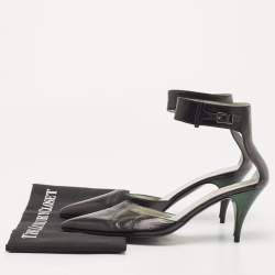 Pre Owned Gucci Black Leather Ankle Strap Pumps Size 38.5 