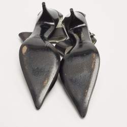 Pre Owned Gucci Black Leather Ankle Strap Pumps Size 38.5 