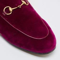 Pre Owned Gucci Purple Velvet and Fur Princetown Flat Mules Size 37.5