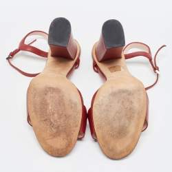 Gucci Burgundy Leather Horsebit Ankle Strap Sandals Size 37.5