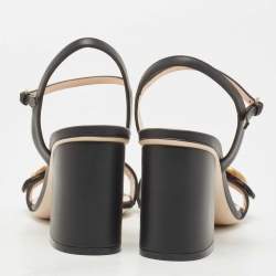 Pre Owned Gucci Black Leather GG Marmont Ankle Strap Sandals Size 39