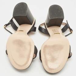 Pre Owned Gucci Black Leather GG Marmont Ankle Strap Sandals Size 39