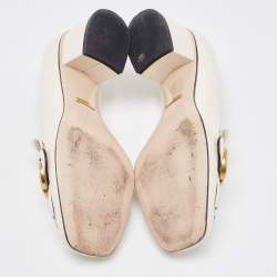 مملوكة مسبقًا Gucci Cream Leather Double G Block Heel Pumps Size 37