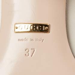 مملوكة مسبقًا Gucci Cream Leather Double G Block Heel Pumps Size 37