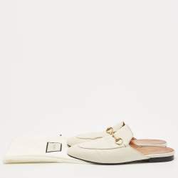 Gucci White Leather Princetown Flat Mules Size 39