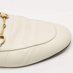 Gucci White Leather Princetown Flat Mules Size 39