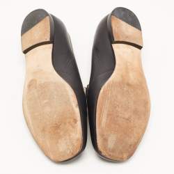 Pre Owned Gucci Black Leather Horsebit Slip On Loafers Size 36