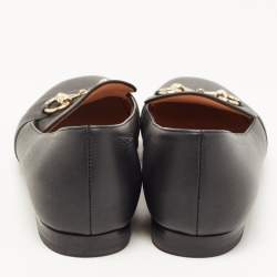 Pre Owned Gucci Black Leather Horsebit Slip On Loafers Size 36