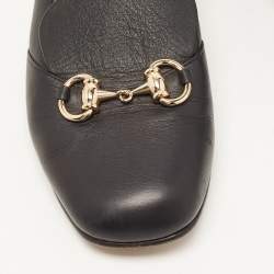 Pre Owned Gucci Black Leather Horsebit Slip On Loafers Size 36