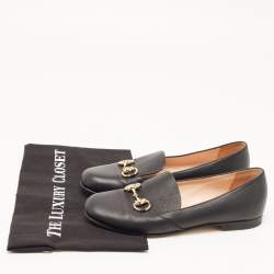 Pre Owned Gucci Black Leather Horsebit Slip On Loafers Size 36