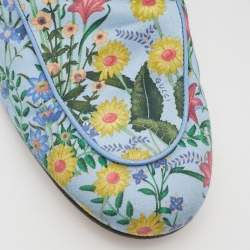 Gucci Multicolor Floral Print Fabric Princetown Horsebit Mules Size 39