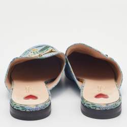 Gucci Multicolor Floral Print Fabric Princetown Horsebit Mules Size 39