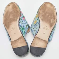 Gucci Multicolor Floral Print Fabric Princetown Horsebit Mules Size 39