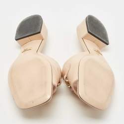 Pre Owned Gucci Beige Leather Zumi Slide Sandals Size 37