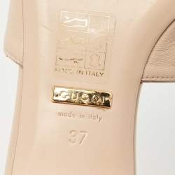 Pre Owned Gucci Beige Leather Zumi Slide Sandals Size 37