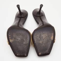 مملوكة مسبقًا Gucci Brown Fabric Embellished Slide Sandals Size 38