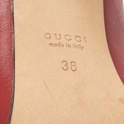 Gucci Burgundy Leather Horsebit Square Toe Pumps Size 38