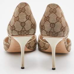 Gucci Beige/Cream GG Canvas and Leather Horsebit D'orsay Pumps Size 40