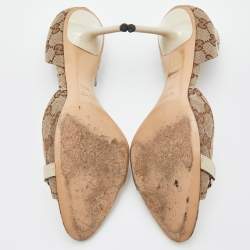 Gucci Beige/Cream GG Canvas and Leather Horsebit D'orsay Pumps Size 40