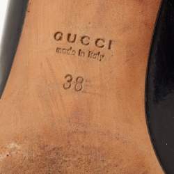 Pre Owned Gucci Black Patent Leather Studded Interlocking G Pumps Size 38