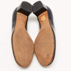 Pre Owned Gucci Black Patent Leather Studded Interlocking G Pumps Size 38