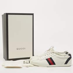 Gucci White Leather Web Detail  Ace Low Top Sneakers Size 38