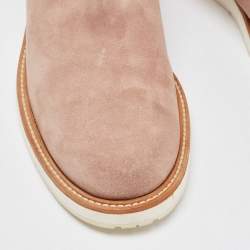 Pre Owned Gucci Beige Guccissima Suede Quercy Midcalf Boots Size 40.5