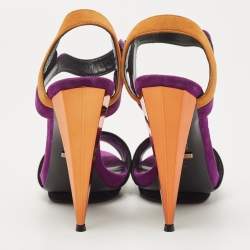 Pre Owned Gucci Multicolor Suede Mirrored Ankle Strap Pump Size 39