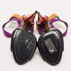 Pre Owned Gucci Multicolor Suede Mirrored Ankle Strap Pump Size 39