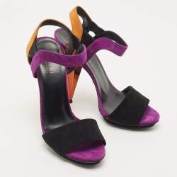 Pre Owned Gucci Multicolor Suede Mirrored Ankle Strap Pump Size 39