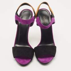 Pre Owned Gucci Multicolor Suede Mirrored Ankle Strap Pump Size 39