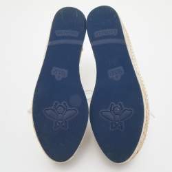 Pre Owned Gucci White Matelassé Leather Lace-Up Platform Espadrilles Size 38.5