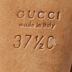 Pre Owned Gucci Two-Tone Animal Print Patent Leather Peep Toe Slingback Pumps Size 37.5