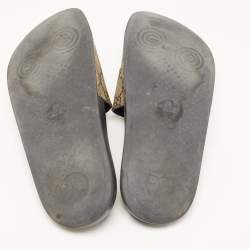 Gucci Beige Coated Canvas GG Supreme Angry Cat Slide Flats Size 39
