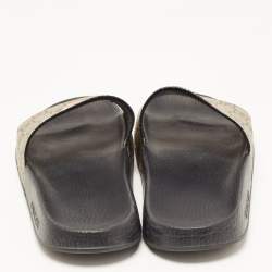 Gucci Beige Coated Canvas GG Supreme Angry Cat Slide Flats Size 39