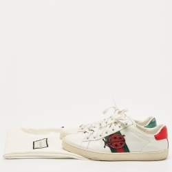 Gucci White Leather Embroidered Ladybird And Pineapple Ace Low Top Sneakers Size 38