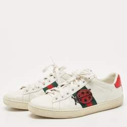 Gucci White Leather Embroidered Ladybird And Pineapple Ace Low Top Sneakers Size 38