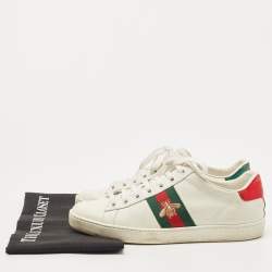 Gucci White Leather Ace Web Detail Low Top Sneakers Size 37.5