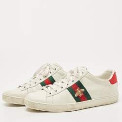 Gucci White Leather Ace Web Detail Low Top Sneakers Size 37.5