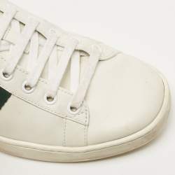 Gucci White Leather Ace Web Detail Low Top Sneakers Size 37.5