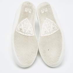 Pre Owned Gucci White Perforated Interlocking G Leather Sneakers Size 36