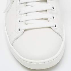 Pre Owned Gucci White Perforated Interlocking G Leather Sneakers Size 36