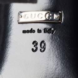 Pre Owned Gucci Silver Patent Leather Platform Ankle Strap Sandals Size 39