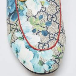 Gucci Grey Canvas  Flower Print Princetown Mules Size 38.5