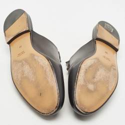 Pre Owned Gucci Black Leather Princetown Mules Size 38