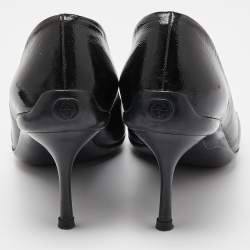 Pre Owned Gucci Black Patent Leather Web Bow Pumps Size 38.5