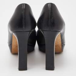 Pre Owned Gucci Black Leather Horsebit Peep Toe Pumps Size 35