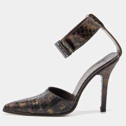 Gucci Brown Python Pointed Toe Ankle Strap Sandals Size 36